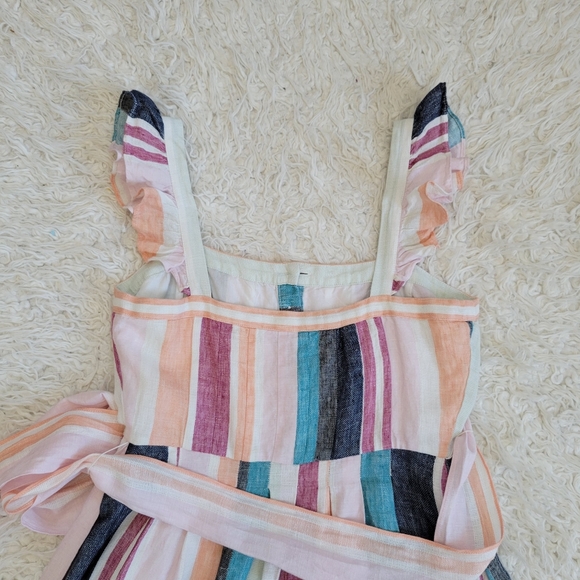 J Crew Button Up Midi Belted Linen Dress Mixed Stripe AK255 - Picture 9 of 12